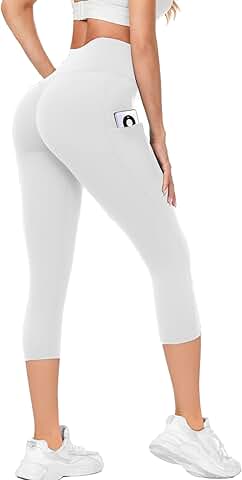 High Waist Capri Leggings with Pockets for Women