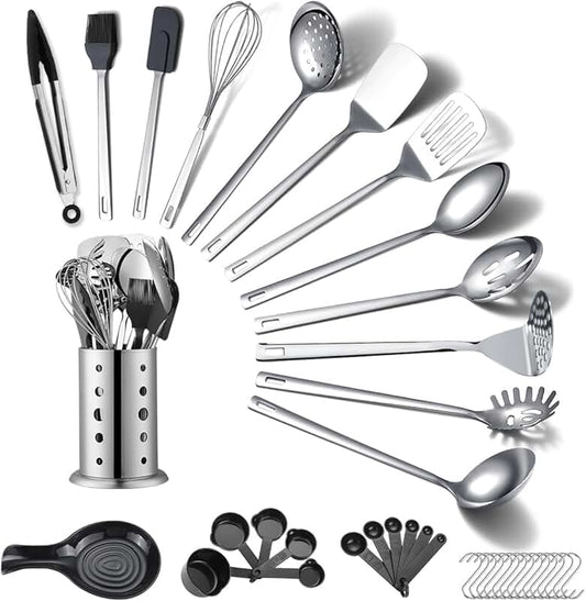 7-Piece Stainless Steel Kitchenware Set with Long Handles