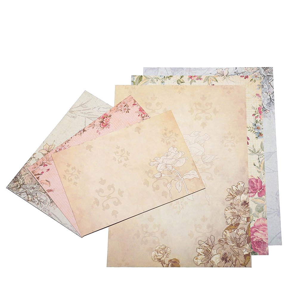 Set of 30 vintage floral writing papers with envelopes