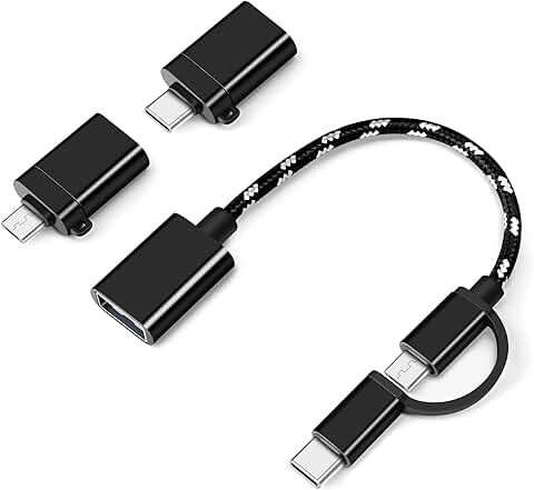 2-in-1 USB to Micro and Type C Adapter Cable, 3-pack