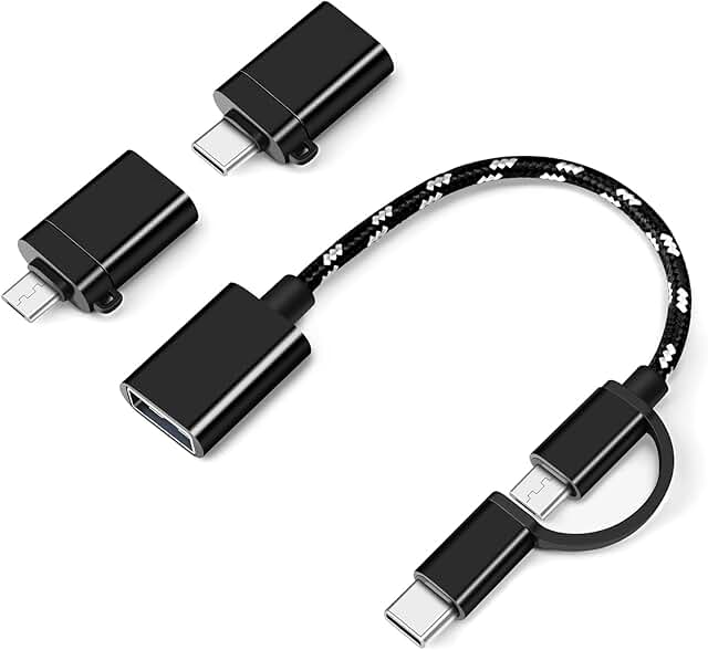 2-in-1 USB to Micro and Type C Adapter Cable, 3-pack