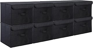 Set of 8 Large Collapsible Fabric Storage Bins with Lids