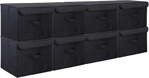 Set of 8 Large Collapsible Fabric Storage Bins with Lids