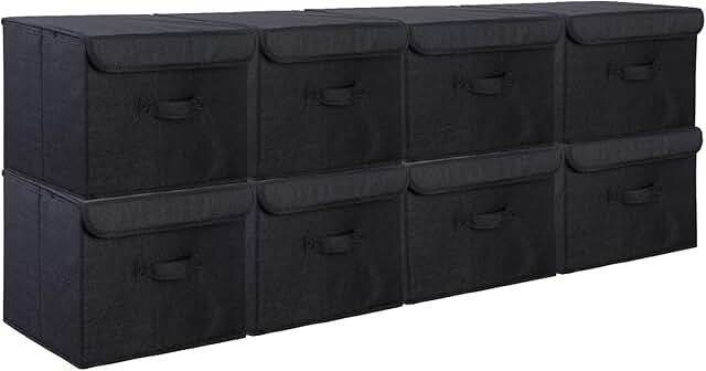 Set of 8 Large Collapsible Fabric Storage Bins with Lids