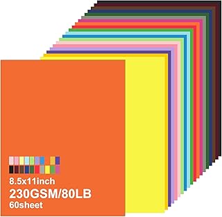 60 Sheets Colored Cardstock Paper, 8.5 x 11 Inches