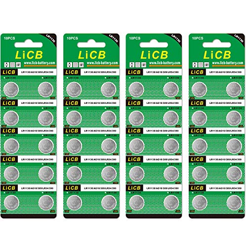 40 Pack LR1130 AG10 1.5V Alkaline Button Cell Batteries