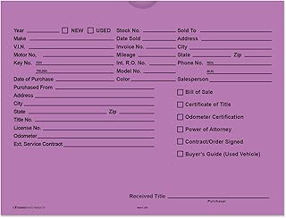 Printed 9x12 Vehicle Deal Envelopes, 100 Pack