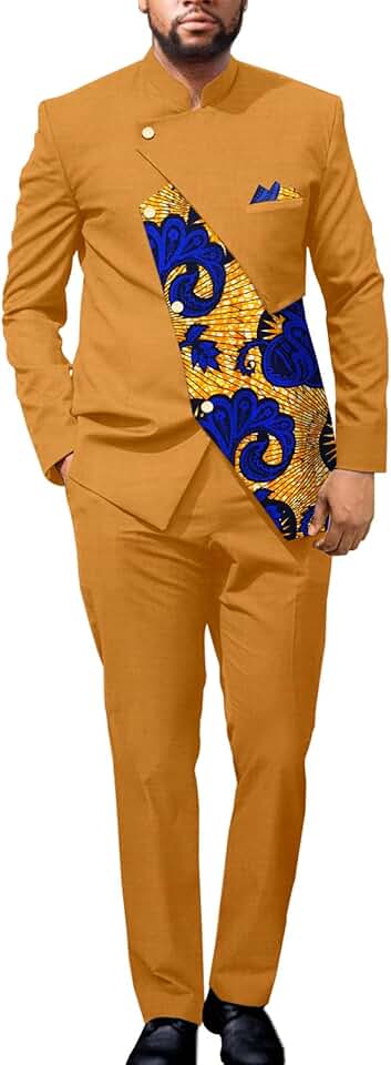 Slim Fit African Men’s Suit with Jacket and Pants