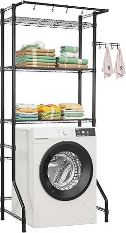 Three-tier over washer and dryer storage shelf