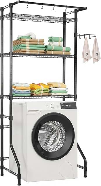 Three-tier over washer and dryer storage shelf