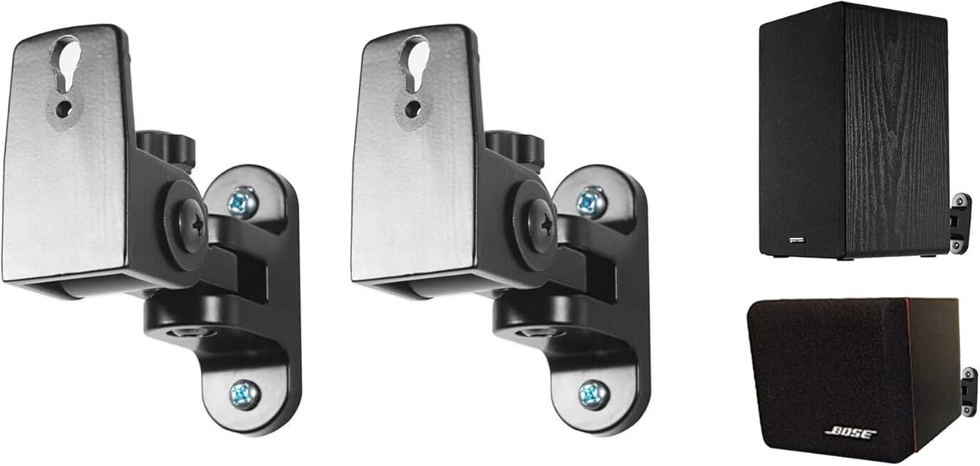 Wall Mount Swivel Brackets for Satellite and Bookshelf Speakers