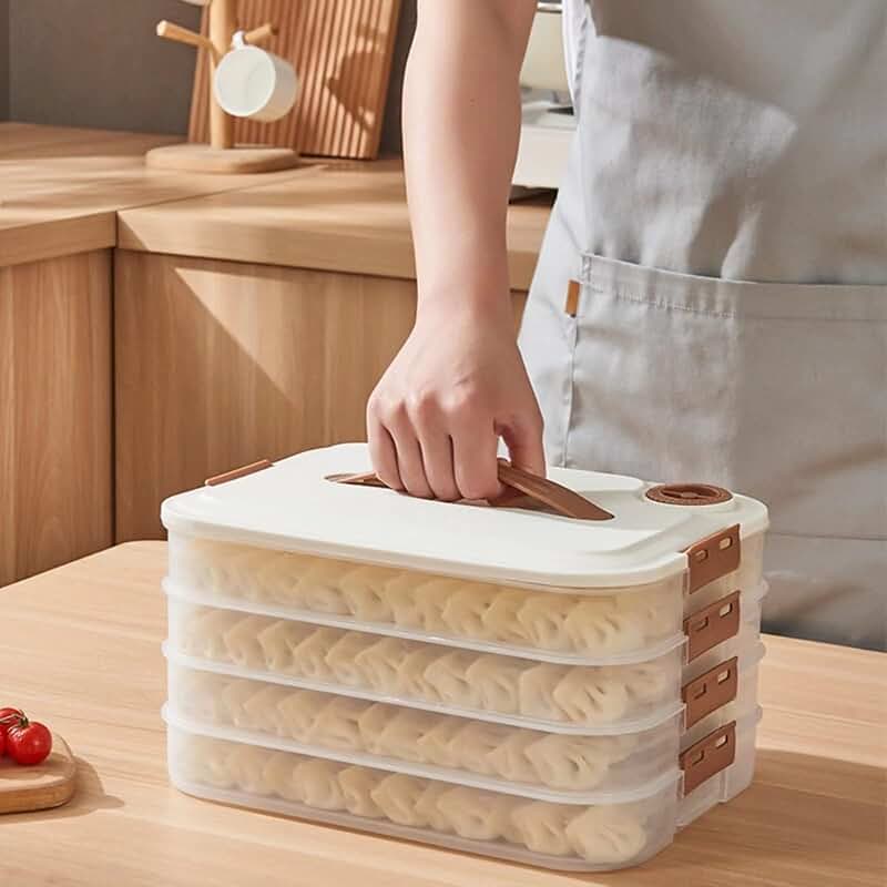 Four-layer plastic food storage containers with lids