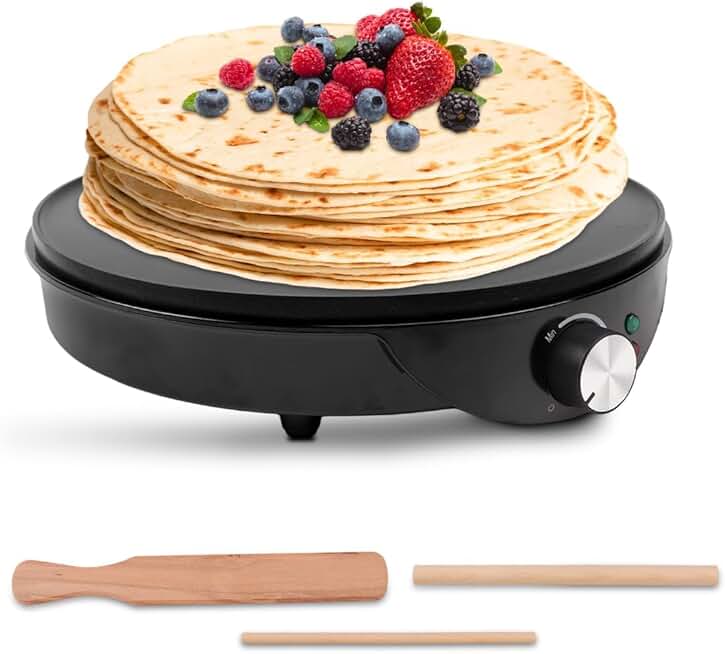 12-inch electric crepe and pancake griddle with spatula