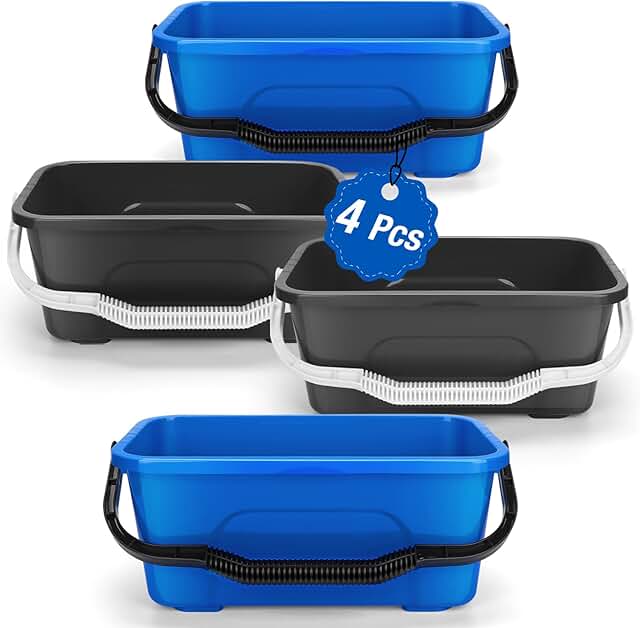 3 Gallon Plastic Cleaning Bucket with Handle, 4 Pack
