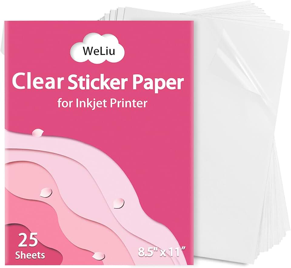 Transparent Sticker Paper, 8.5" x 11", 25 Sheets