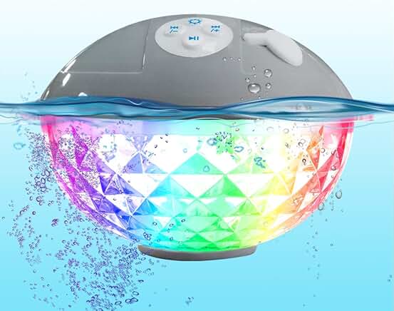 Floating waterproof pool speaker with colorful lights
