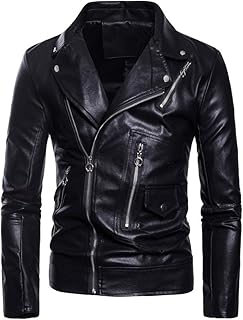 Men's PU Leather Casual Belted Motorcycle Jacket