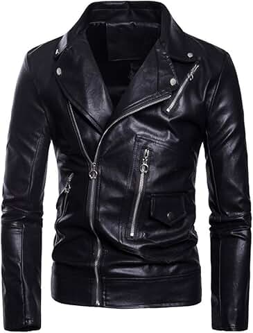 Men's PU Leather Casual Belted Motorcycle Jacket