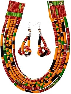 African Fabric Necklace and Earrings Set