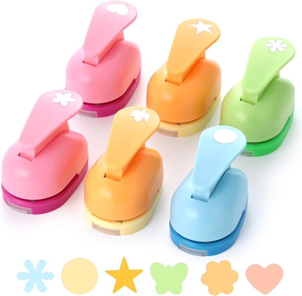 6-Piece Shape Paper Hole Punch Set for Crafts and Decorations