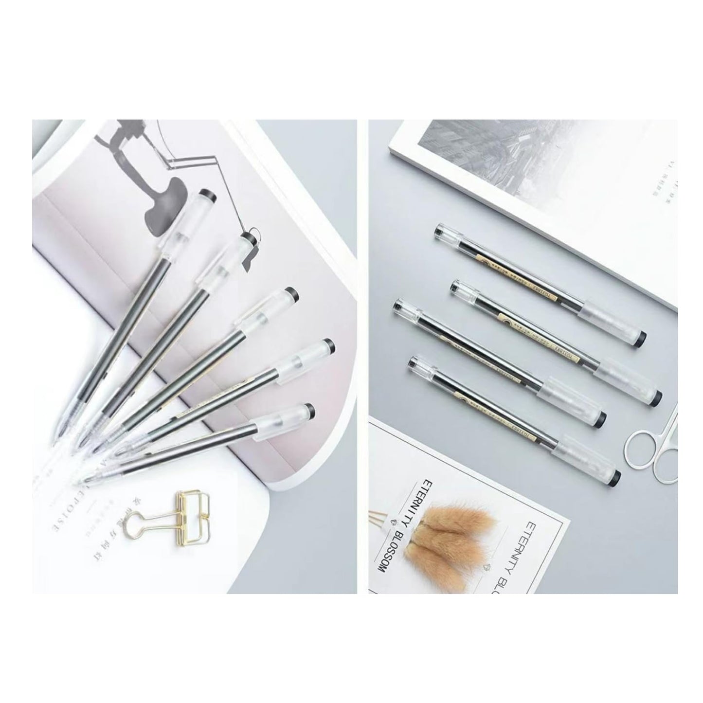 Set of 12 black gel ink pens with quick-drying fine point