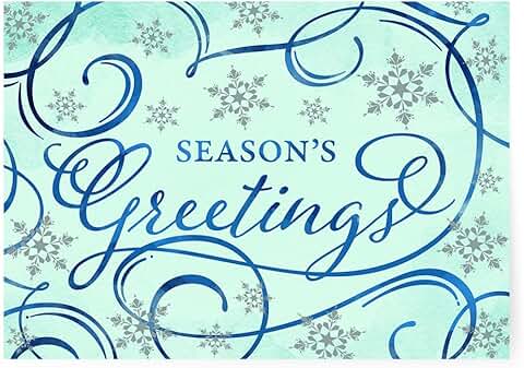 Silver Season Greetings Card Box with 15 Foil Embossed Cards