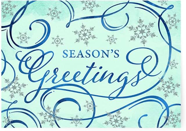 Silver Season Greetings Card Box with 15 Foil Embossed Cards