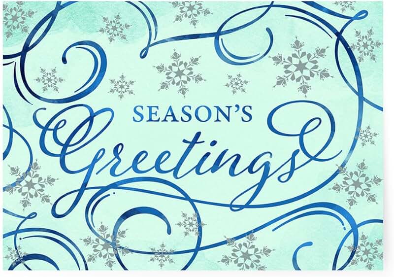 Silver Season Greetings Card Box with 15 Foil Embossed Cards