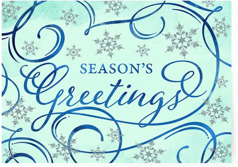 Silver Season Greetings Card Box with 15 Foil Embossed Cards