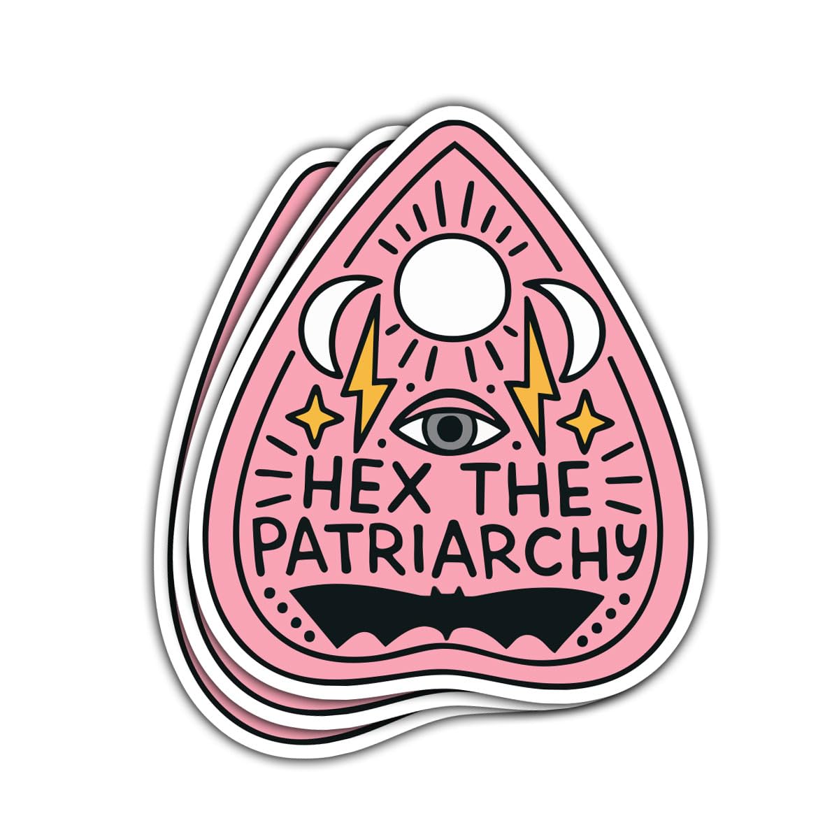 Set of three feminist and witchy waterproof vinyl stickers