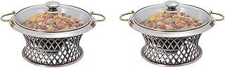 Set of 2 stainless steel chafing dishes with glass lids