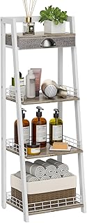 4-Tier Ladder Shelf with Drawer for Bathroom and Living Room