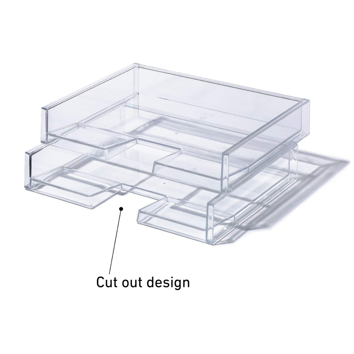 Landscape clear stackable file tray, 13.27" x 10.16" x 2.44"