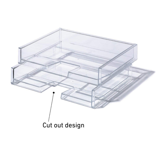Landscape clear stackable file tray, 13.27" x 10.16" x 2.44"