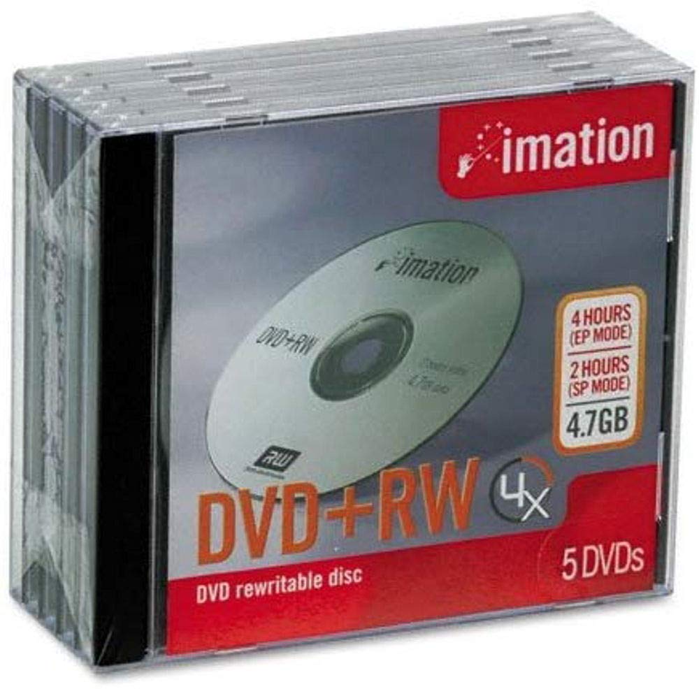 DVD+RW Discs, 4.7GB, 4x, w/Jewel Cases, Silver, 5/Pack