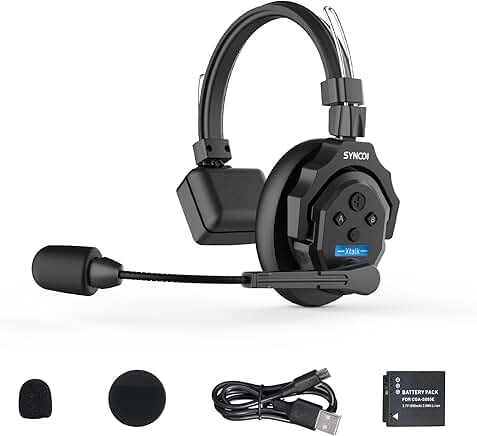 Wireless Intercom Headset with 24H Battery and 350M Range