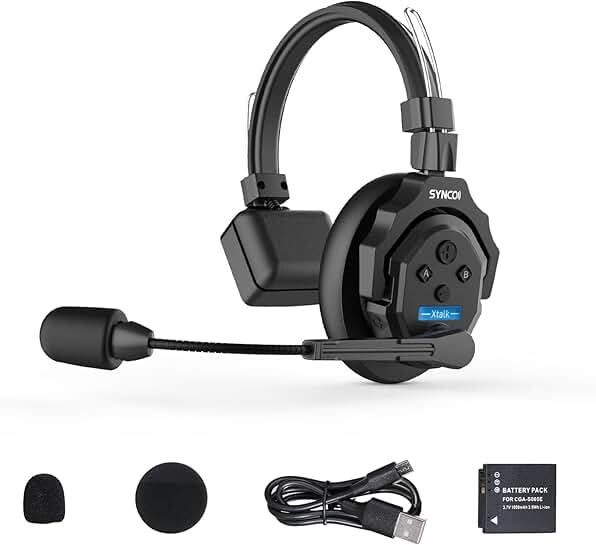 Wireless Intercom Headset with 24H Battery and 350M Range