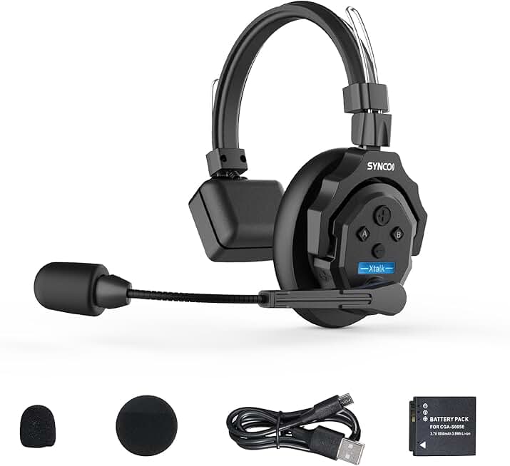 Wireless Intercom Headset with 24H Battery and 350M Range