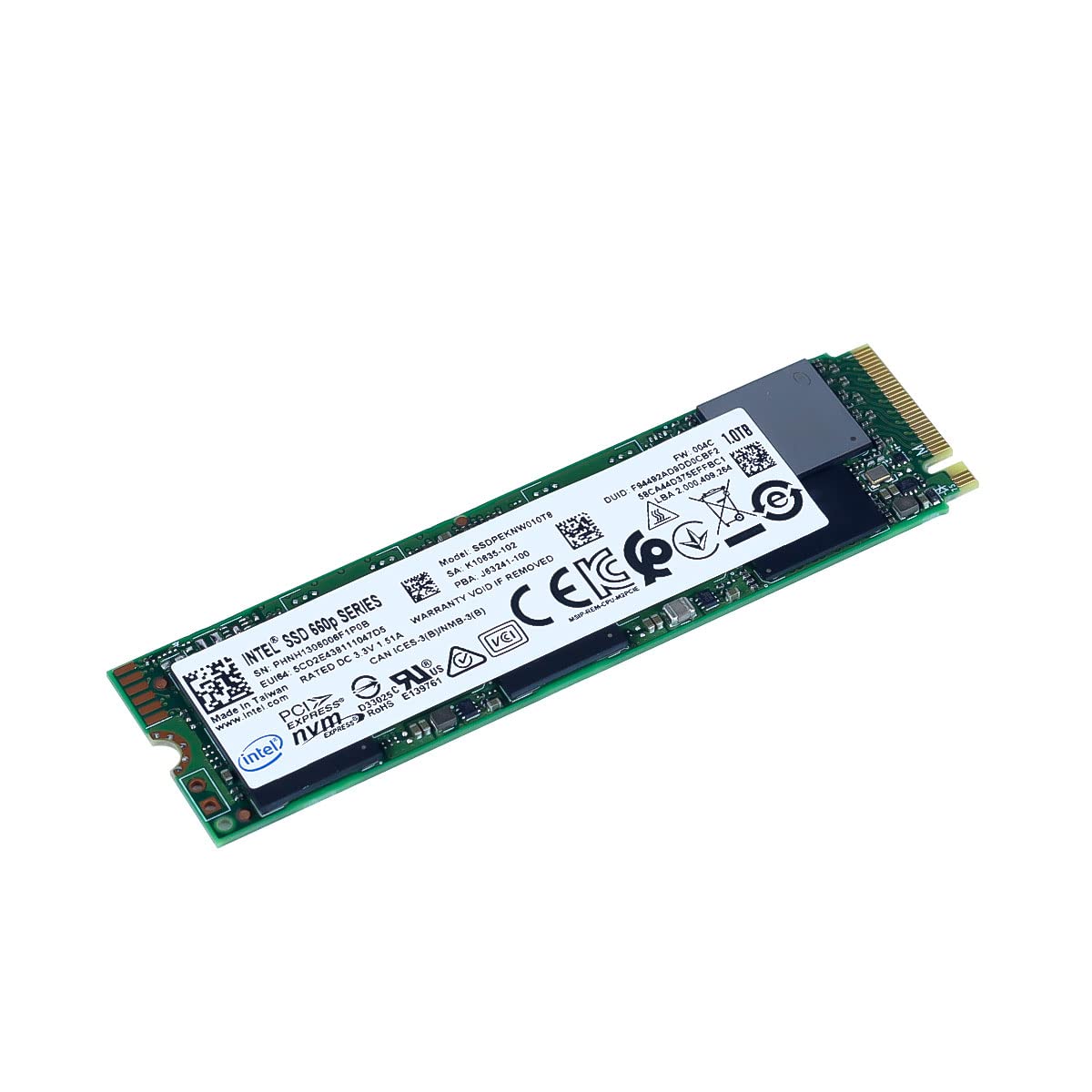 660p Series M.2 2280 1TB PCIe NVMe 3.0 x4 3D2, QLC Internal Solid State Drive (SSD) SSDPEKNW010T8X1