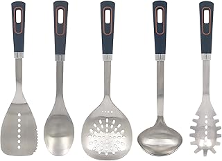 5-Piece Stainless Steel Kitchen Utensil Set with Non-Slip Handles