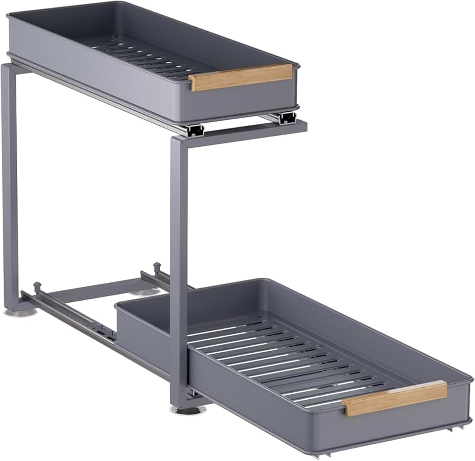 Pull Out Under Sink Organizer with 2 Tiers