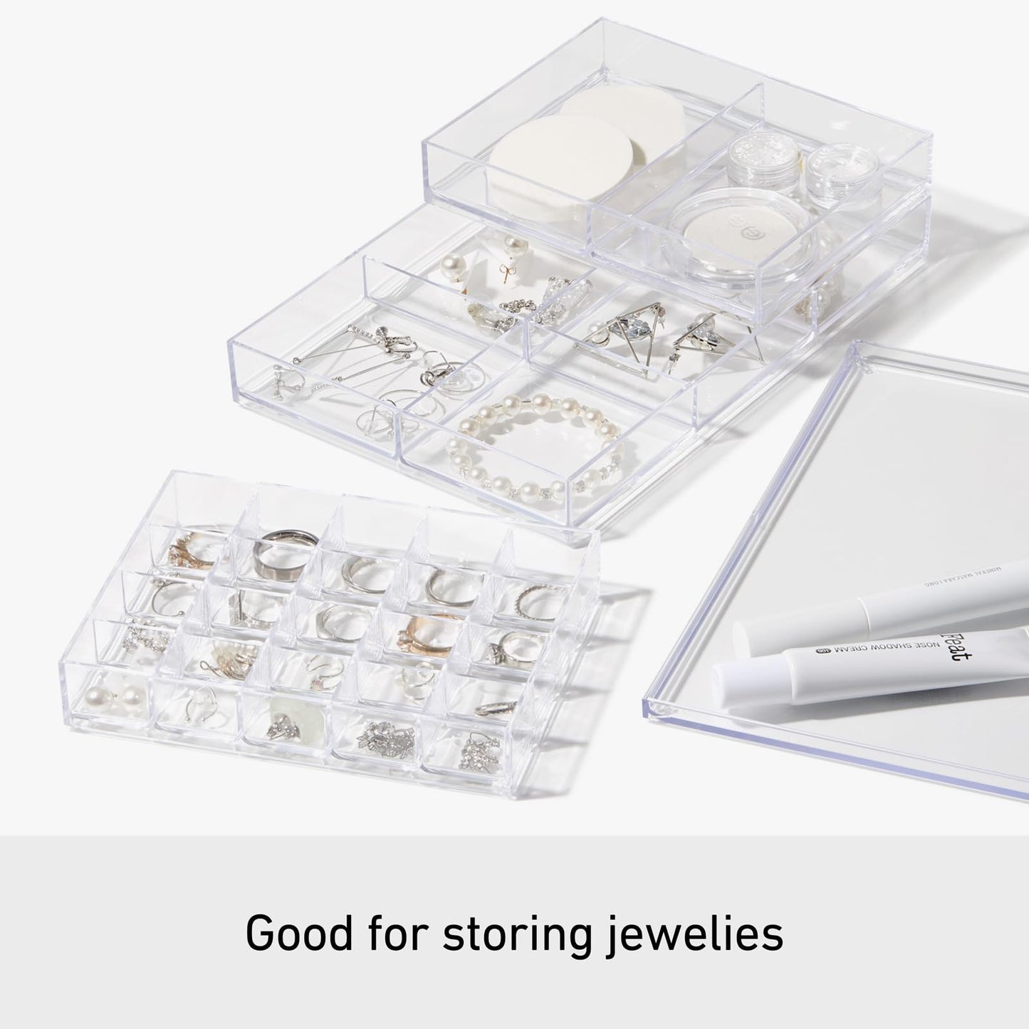 Stackable A6 Drawer Organizer, 20 Divides, Clear