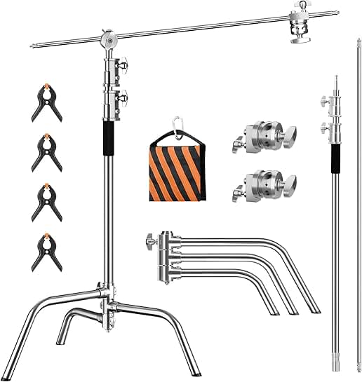 Heavy Duty 6.9ft C-Stand with Grip Head and Sandbag