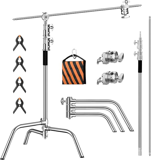 Heavy Duty 6.9ft C-Stand with Grip Head and Sandbag