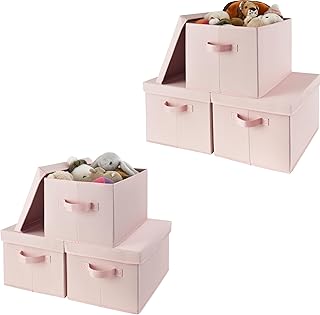 Bundle of 6 Lidded Closet Storage Bins