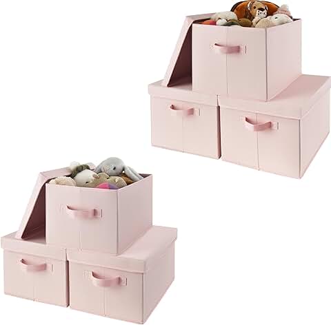 Bundle of 6 Lidded Closet Storage Bins