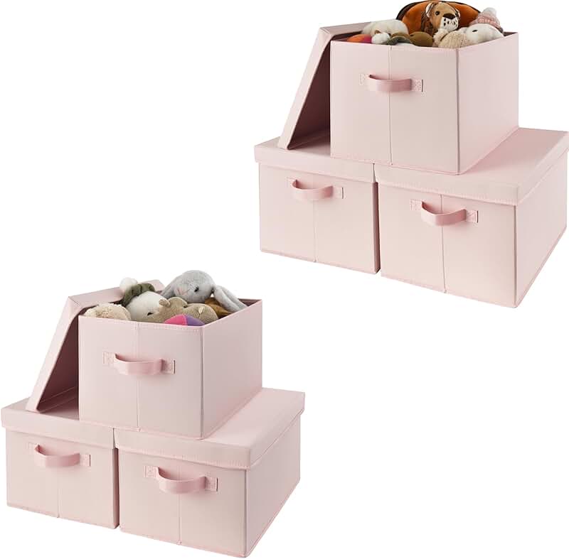 Bundle of 6 Lidded Closet Storage Bins
