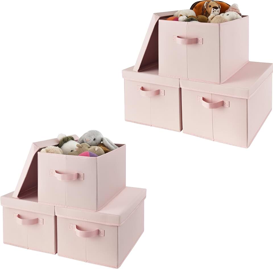 Bundle of 6 Lidded Closet Storage Bins
