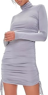 Women's Ruched Drawstring Mini Dress