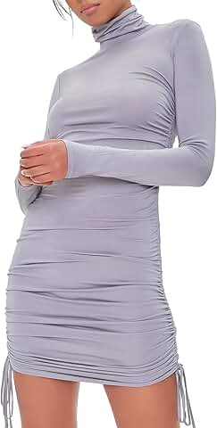 Women's Ruched Drawstring Mini Dress